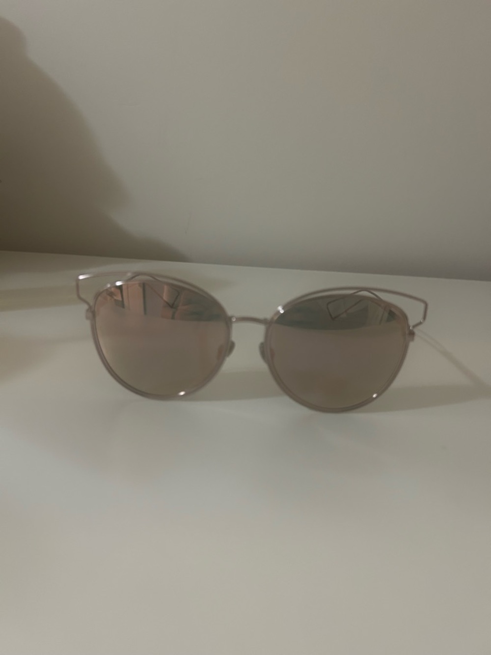 Authentic Dior Women's Metal Frame Cat-Eye Sunglasses in Rose Gold